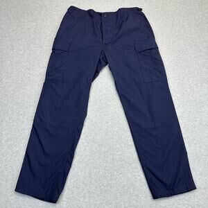 Propper Uniform BDU Trouser Men L Navy Cargo Adjustable Hem and Waist Button Fly